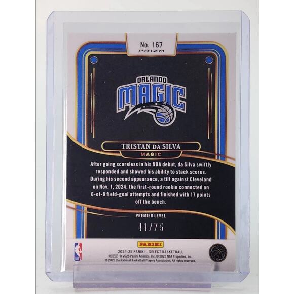 TRISTAN DA SILVA 2024-25 SELECT PREMIER LEVEL ROOKIE NEON GREEN RC /75 Q2754 - Picture 2 of 2